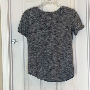 Lululemon What The Sport Short Sleeve V-Neck Tee Top Size 10 Heathered Black